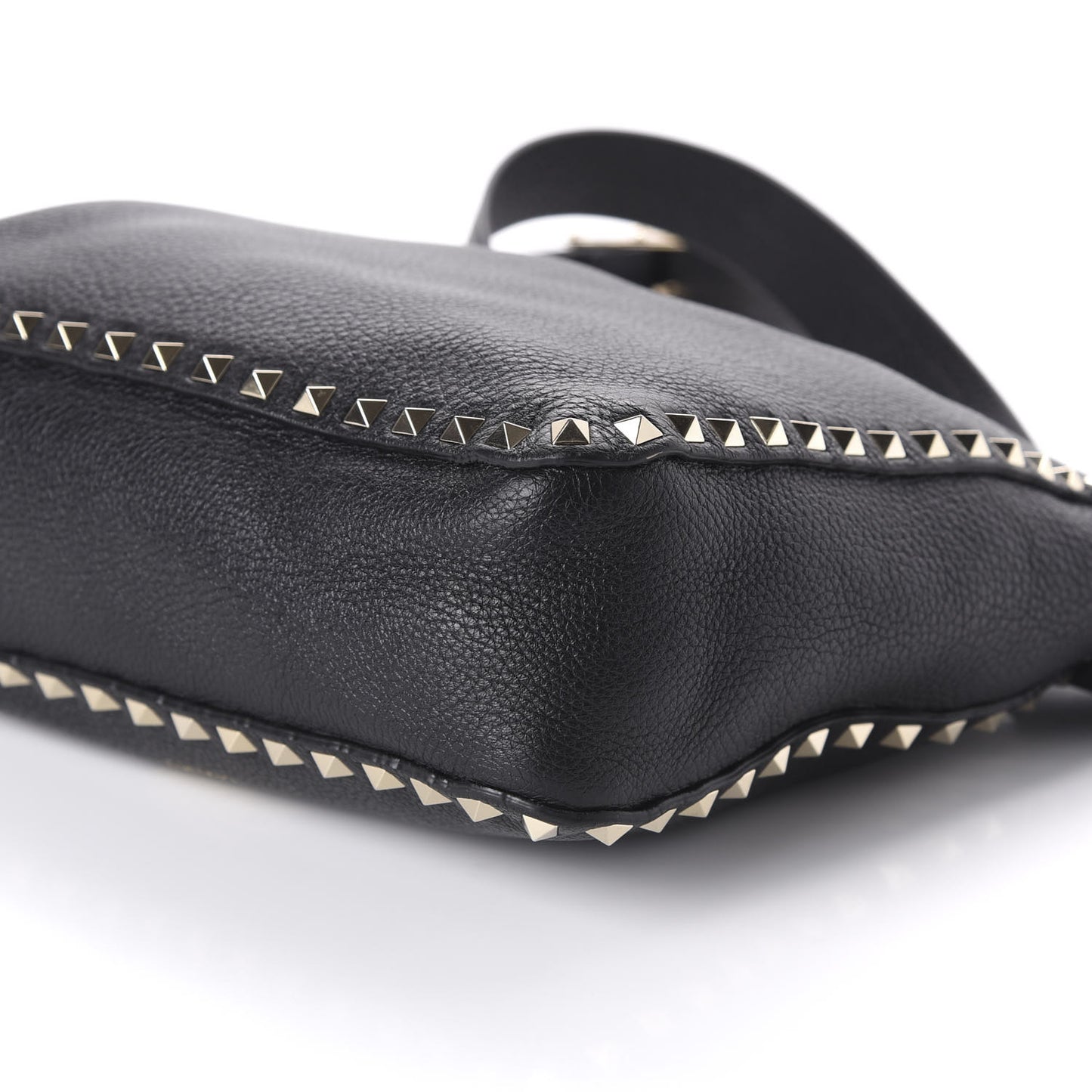 Pebbled Calfskin Small Rockstud Flip-Lock Messenger Bag Black