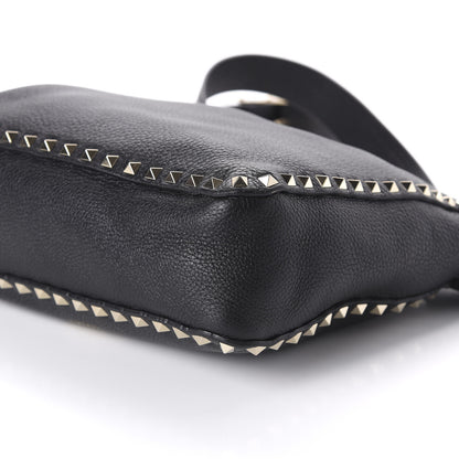 Valentino Garavani Pebbled Calfskin Small Rockstud Flip-Lock Messenger Bag Black 7 of 9