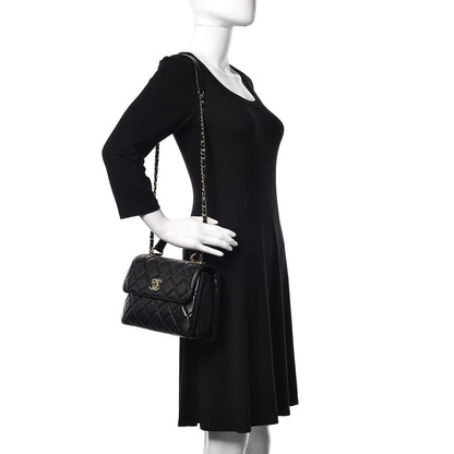Chanel Lambskin Quilted Small Trendy CC Dual Handle Flap Bag Black 2 of 13