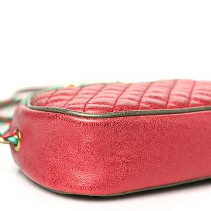 Gucci Laminated Nappa Trapuntata Mini Zumi Dome Shoulder Bag Rosso Jasmine Green Rame 9 of 10
