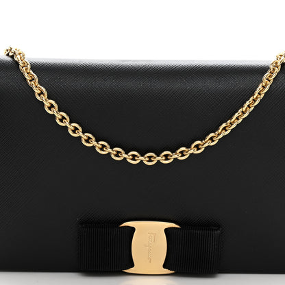 Salvatore Ferragamo Calfskin Vara Wallet On Chain Black 8 of 11