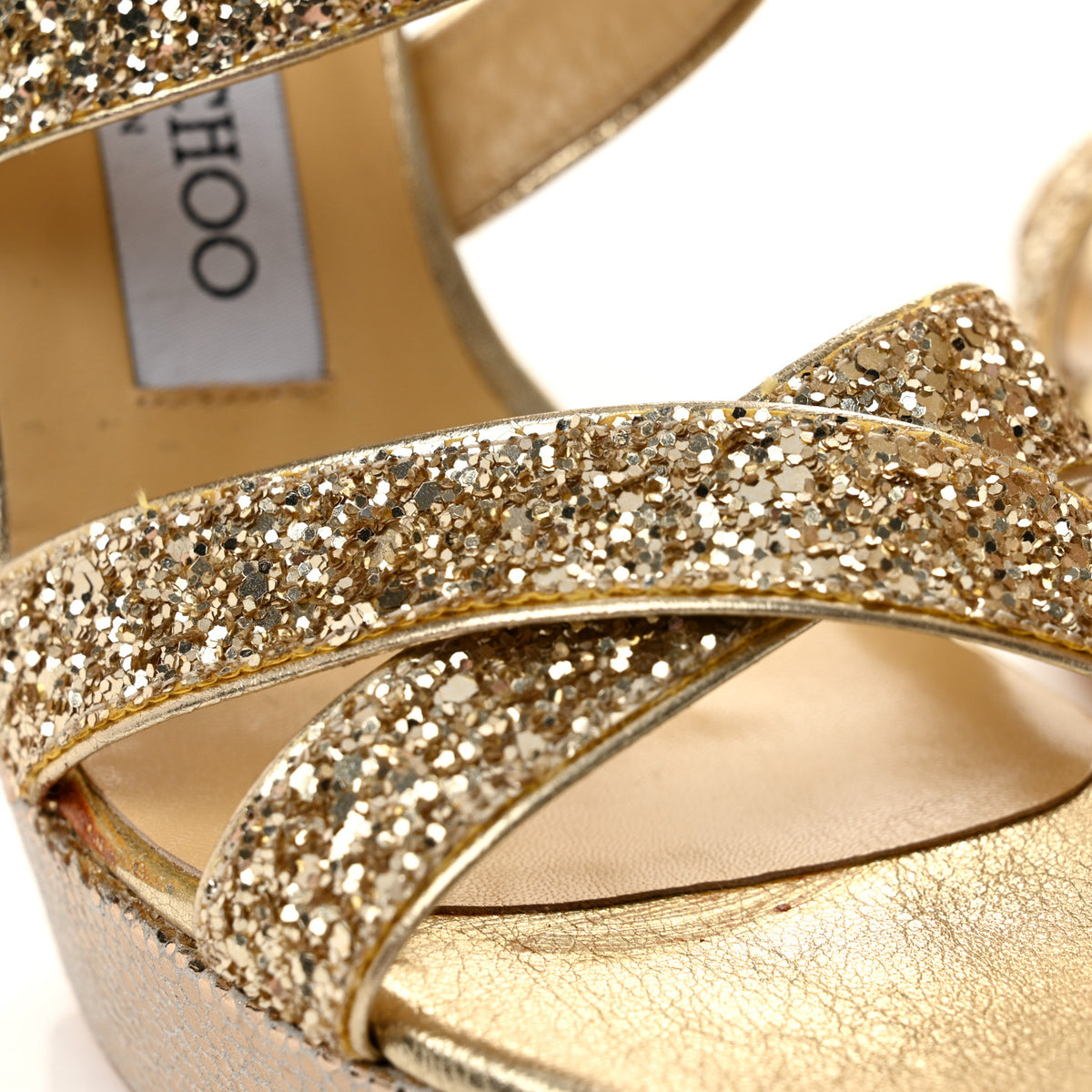 Jimmy Choo Glitter Vamp Platform Sandals 37 Gold 10 of 11