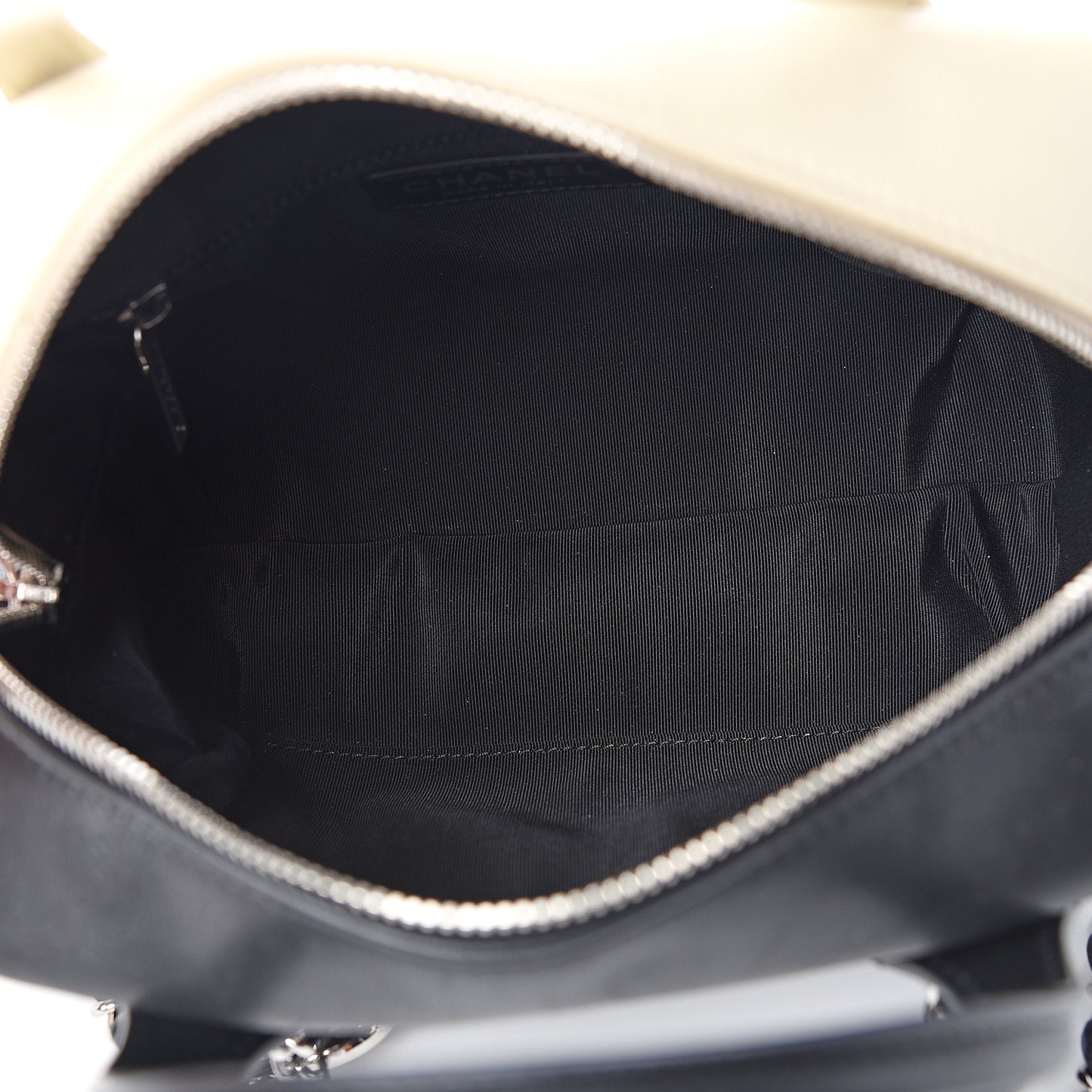 Calfskin Quilted Feather Weight Bowling Bag Black Ivory