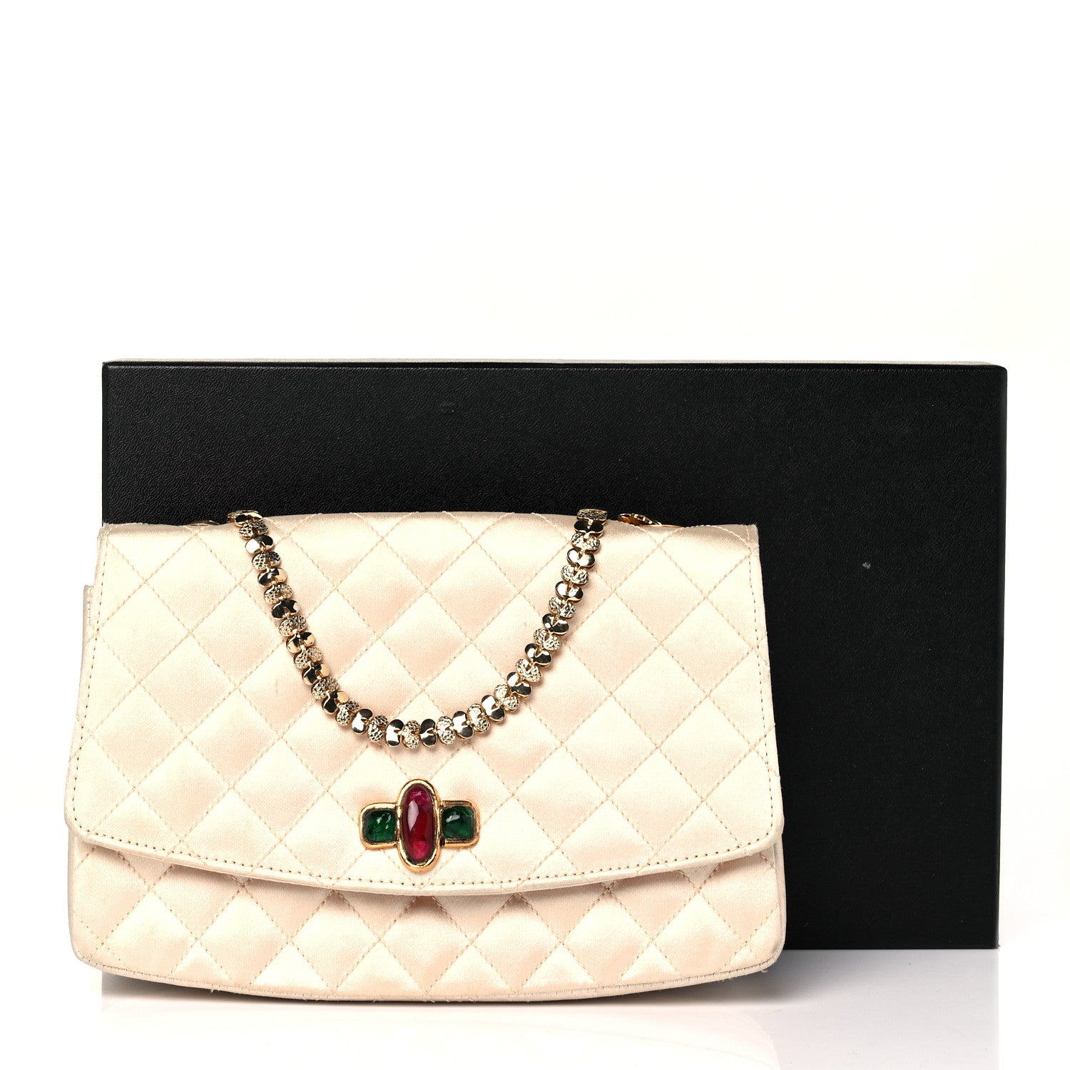 Chanel Satin Gripoix Quilted Small Flap Beige 10 of 10