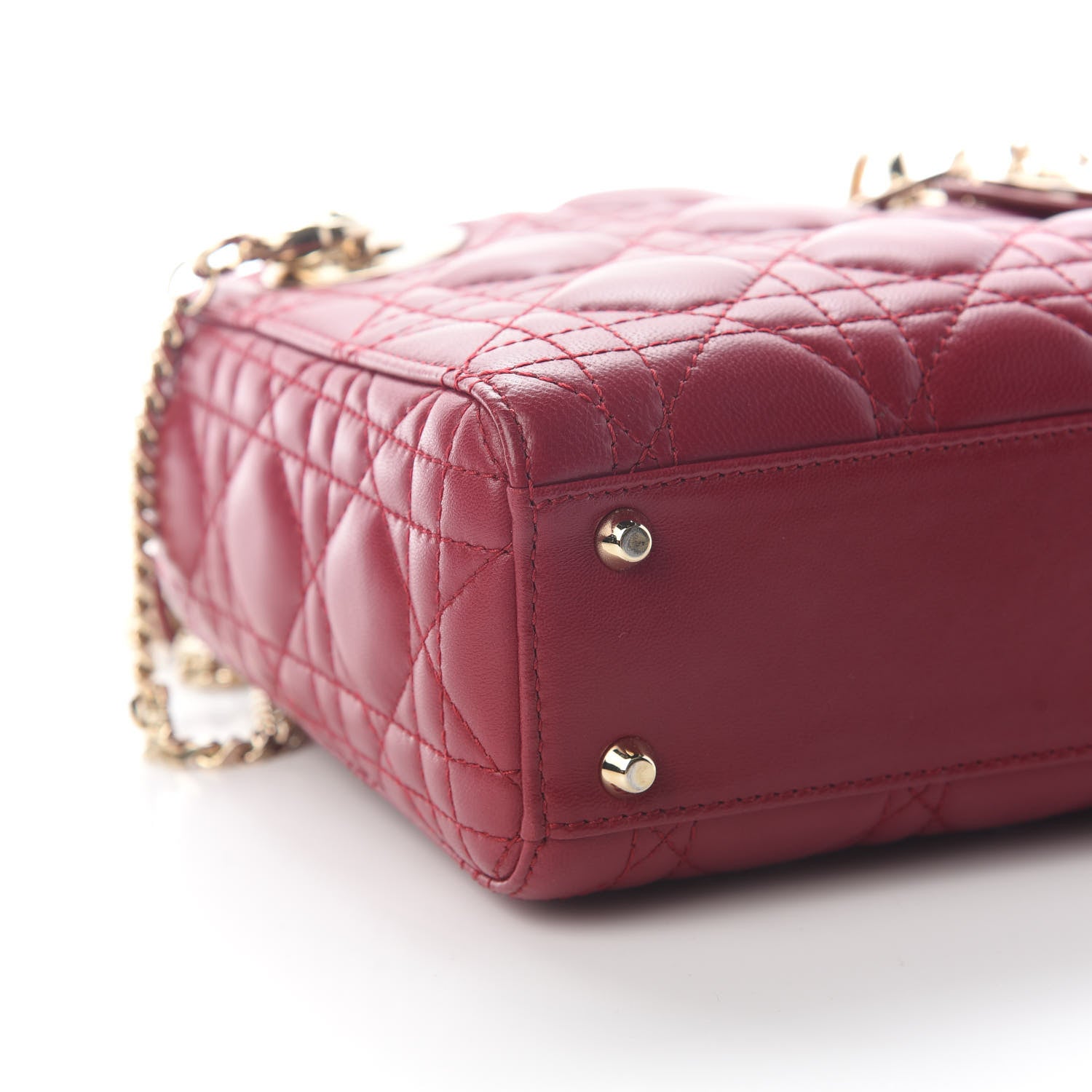 Christian Dior Lambskin Cannage Mini Lady Dior Burgundy 7 of 8