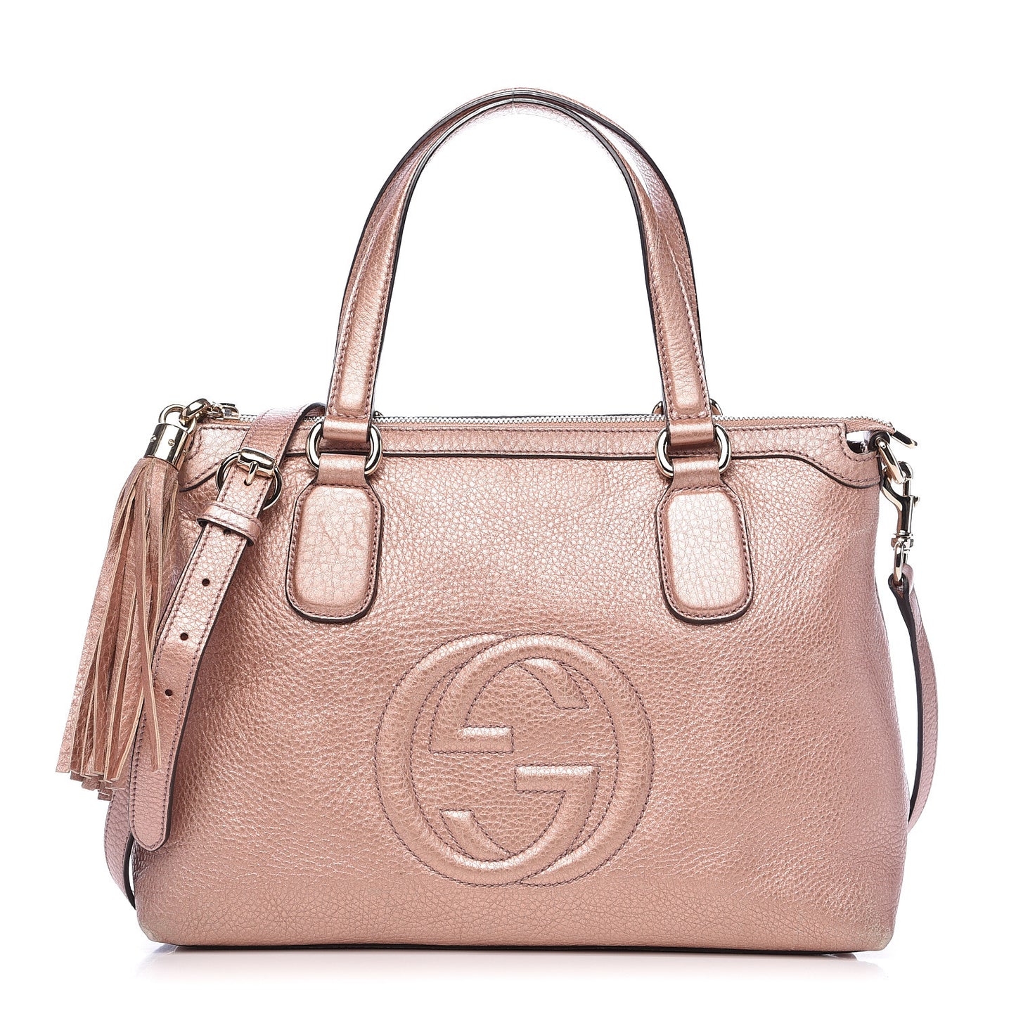 Metallic Cellarius Calfskin Small Soho Top Handle Satchel Pink