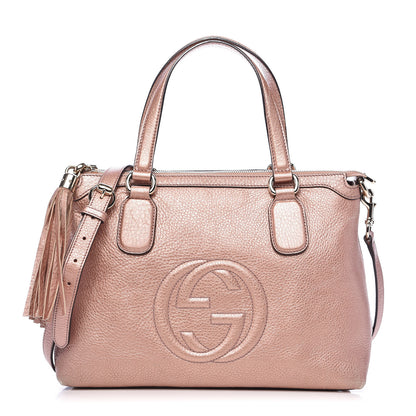 Gucci Metallic Cellarius Calfskin Small Soho Top Handle Satchel Pink 1 of 18