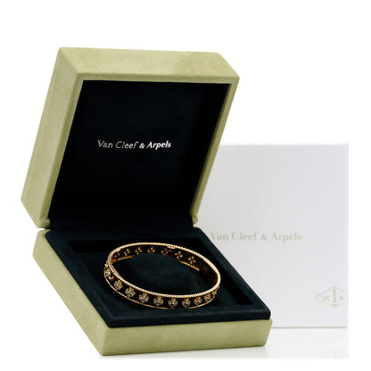 Van Cleef & Arpels 18K Yellow Gold Diamond Perlee Clovers Bangle Bracelet XL 5 of 5