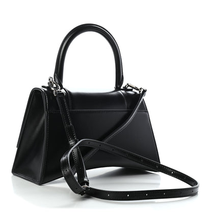 Balenciaga Shiny Box Calfskin Graffiti Logo Small Hourglass Top Handle Bag Black Silver 3 of 9