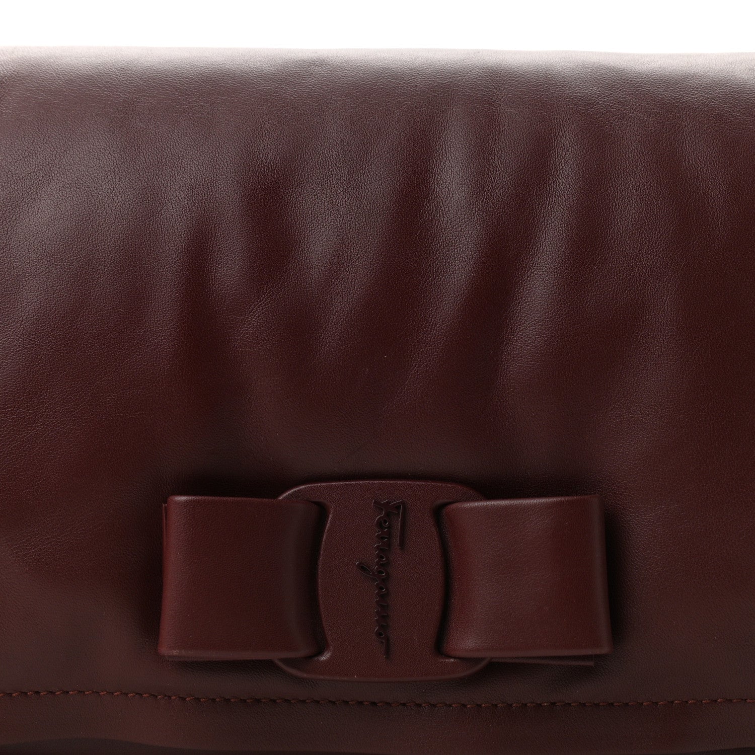 Salvatore Ferragamo Calfskin Small Viva Bow Shoulder Bag Burgundy 8 of 10