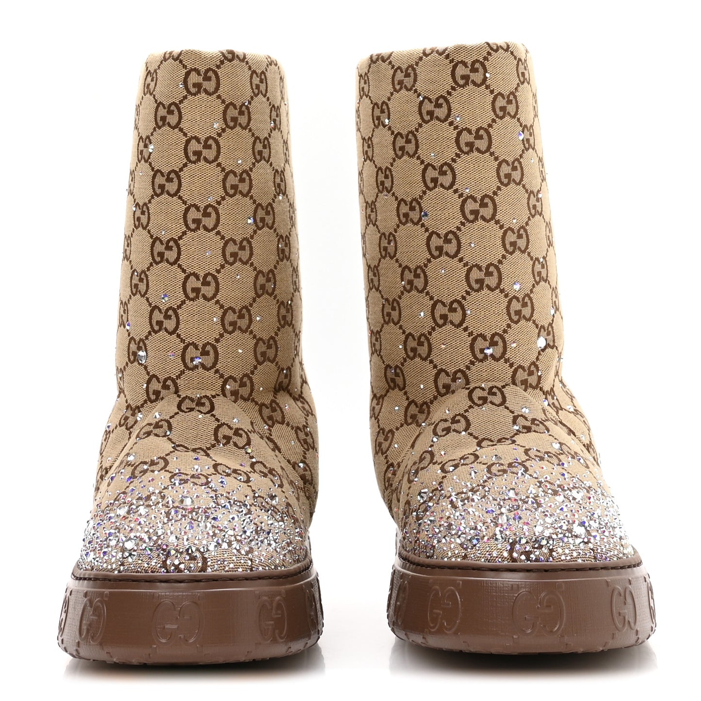 Monogram GG Strass Thermal Bootie 39.5 Camel Ebony