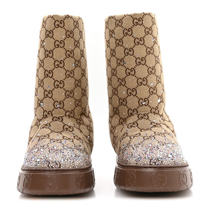 Gucci Monogram GG Strass Thermal Bootie 39.5 Camel Ebony 3 of 9
