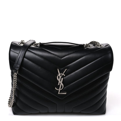 Saint Laurent Calfskin Y Quilted Monogram Medium Loulou Chain Satchel Black 1 of 10