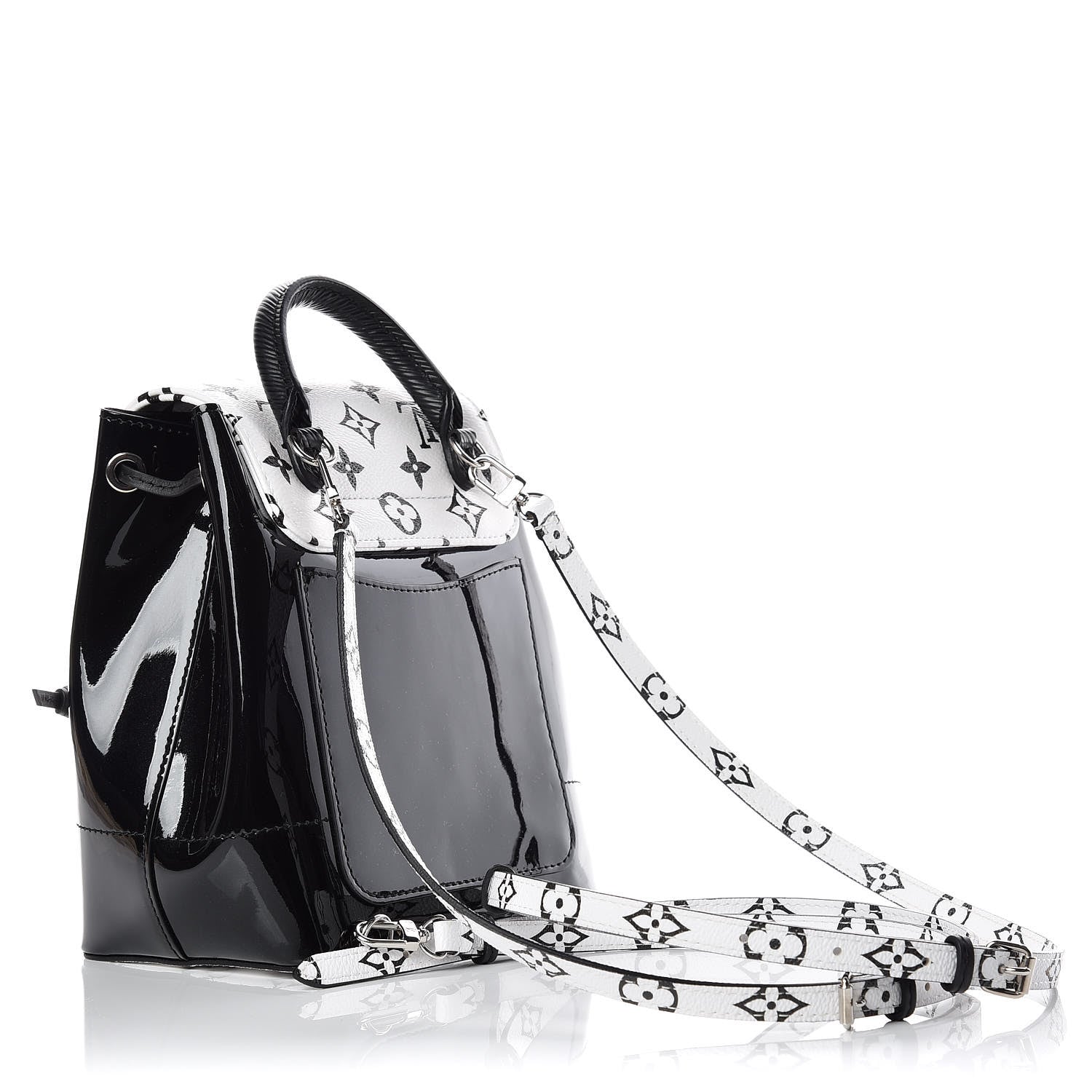 Louis Vuitton Patent Monogram Hot Springs Backpack Black White 4 of 11