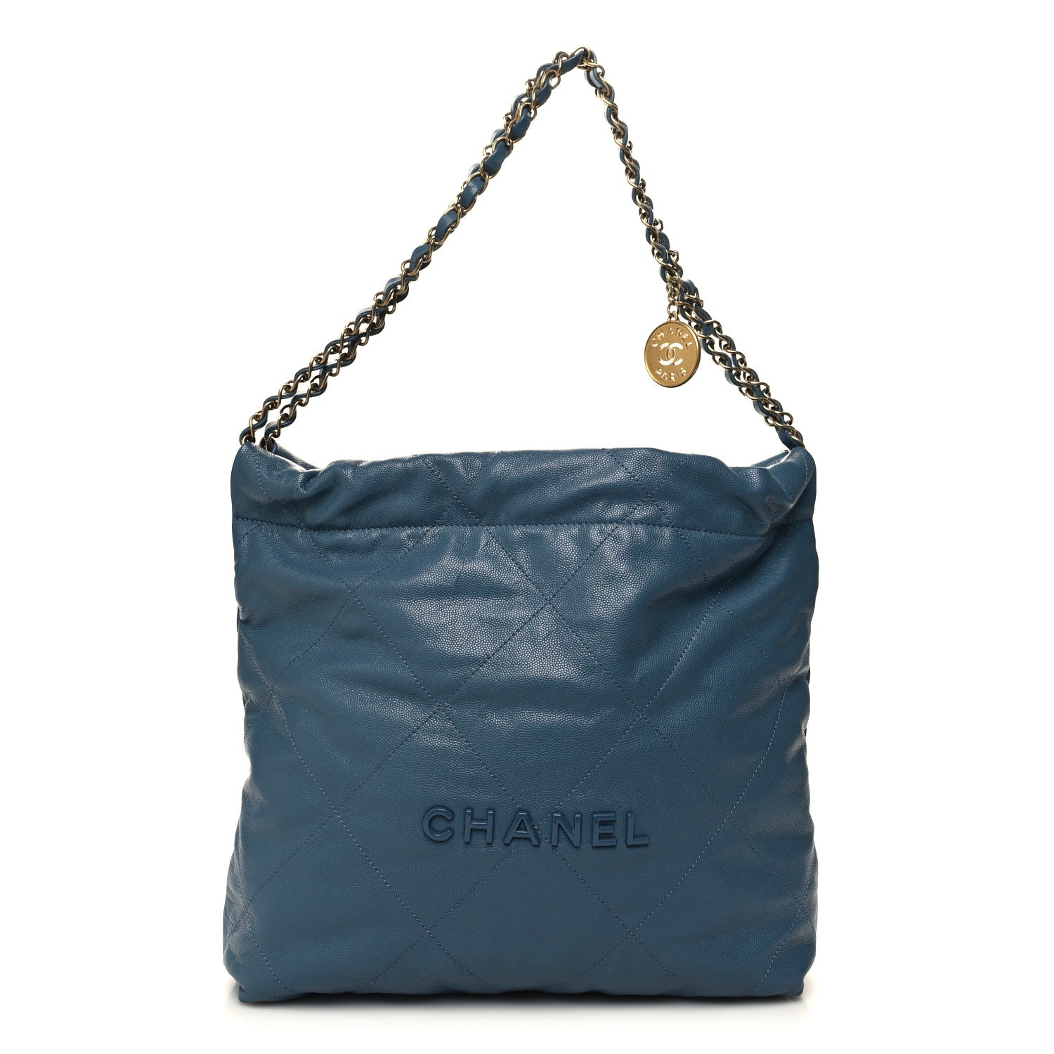 Chanel Shiny Caviar Quilted Small Chanel 22 Blue 3 of 12