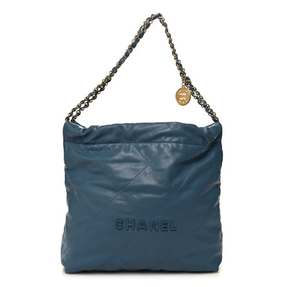 Chanel Shiny Caviar Quilted Small Chanel 22 Blue 3 of 12