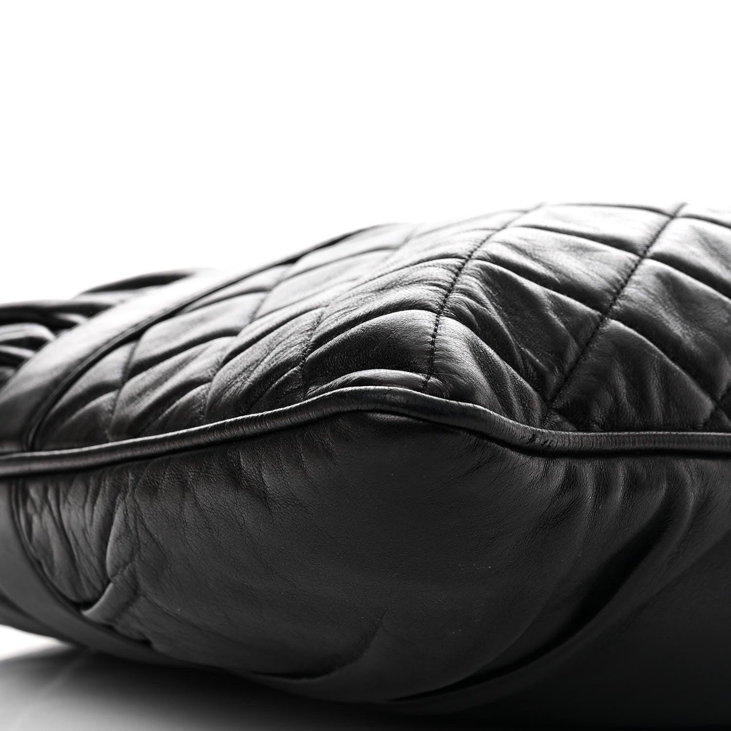 Chanel Lambskin Quilted Pile Ou Face Drawstring Bag Black 9 of 11