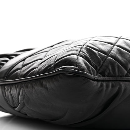 Chanel Lambskin Quilted Pile Ou Face Drawstring Bag Black 9 of 11