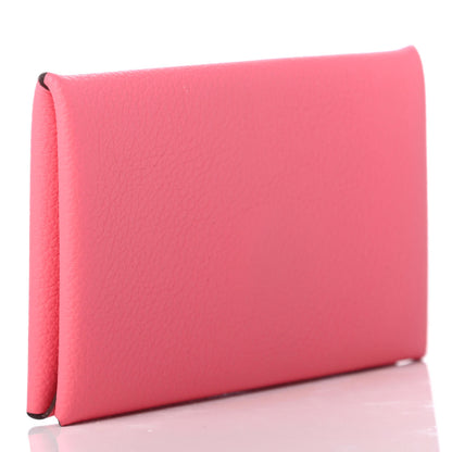 Hermes Evercolor Calvi Card Case Rose Azalee 3 of 7