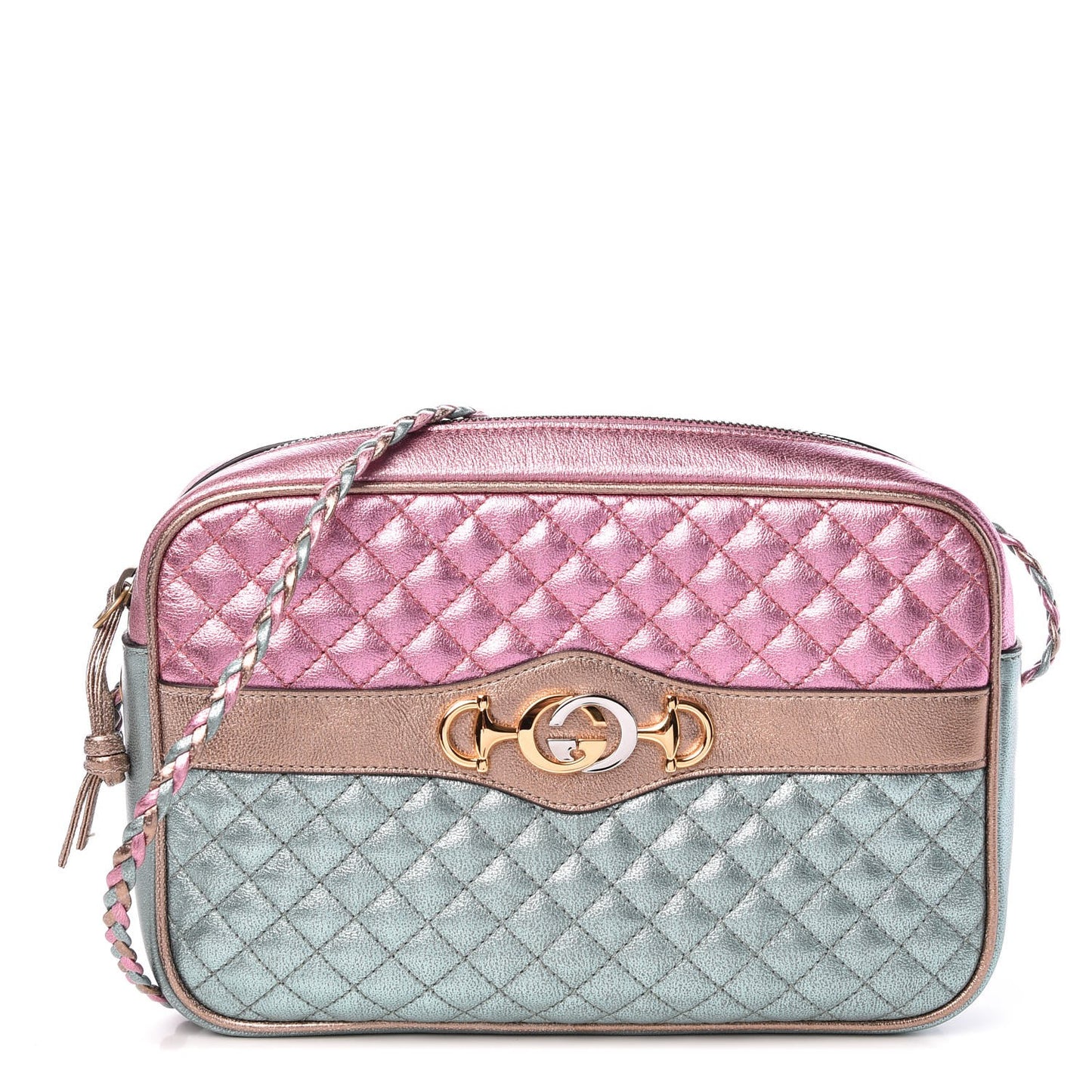 Laminated Nappa Trapuntata Small Zumi Shoulder Bag Rosa Lago Rame