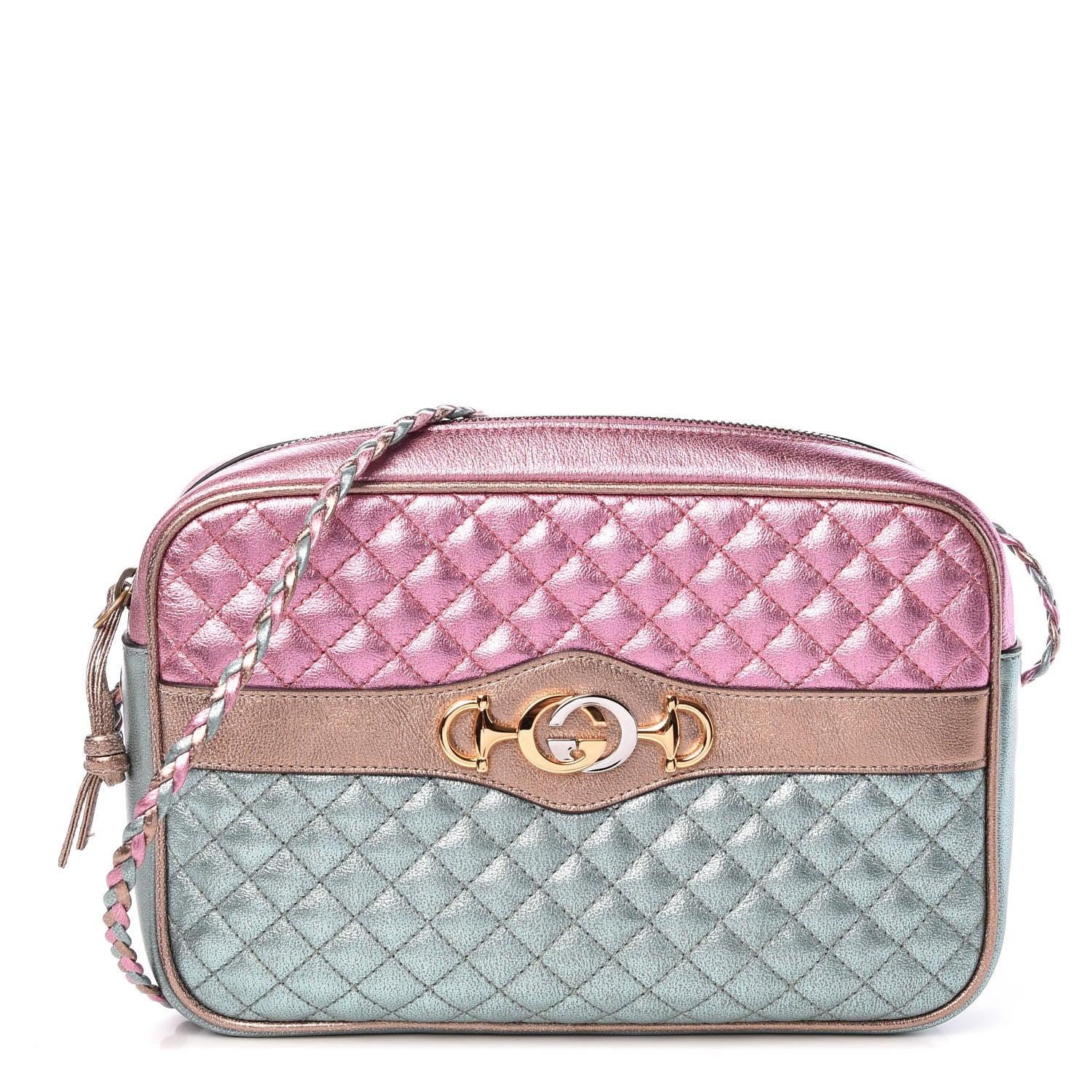 Gucci Laminated Nappa Trapuntata Small Zumi Shoulder Bag Rosa Lago Rame 1 of 8