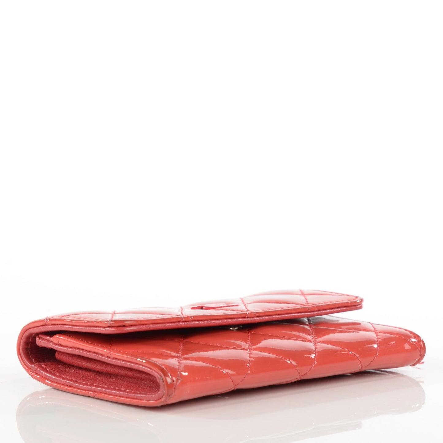 Patent Quilted Flap Card Holder Dark Pink