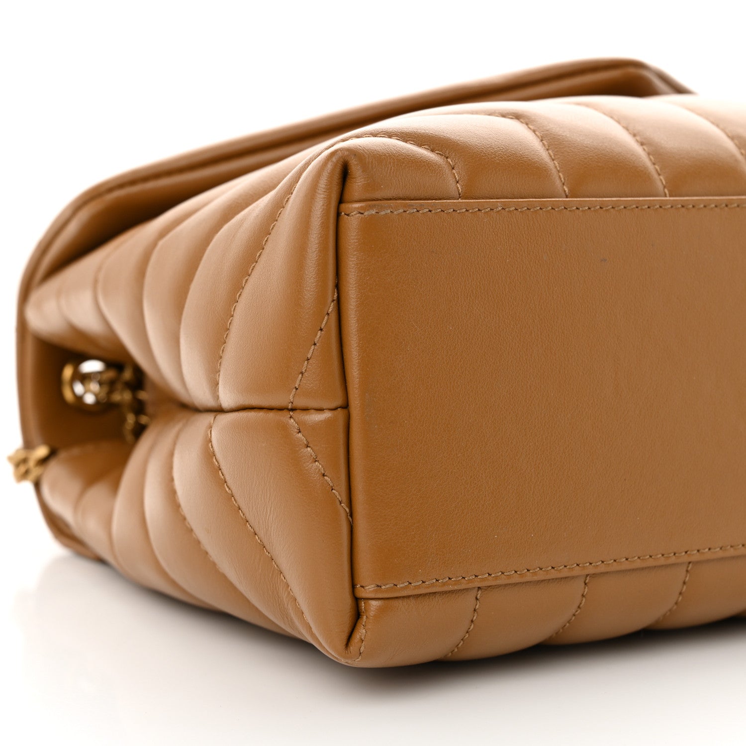 Saint Laurent Calfskin Y Quilted Monogram Small Loulou Chain Satchel Dark Natural 9 of 12