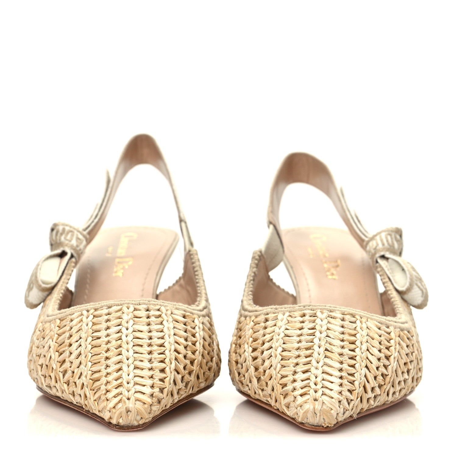 Christian Dior Raffia Embroidered J'Adior Slingback 65mm Pumps 38 Taupe 3 of 7