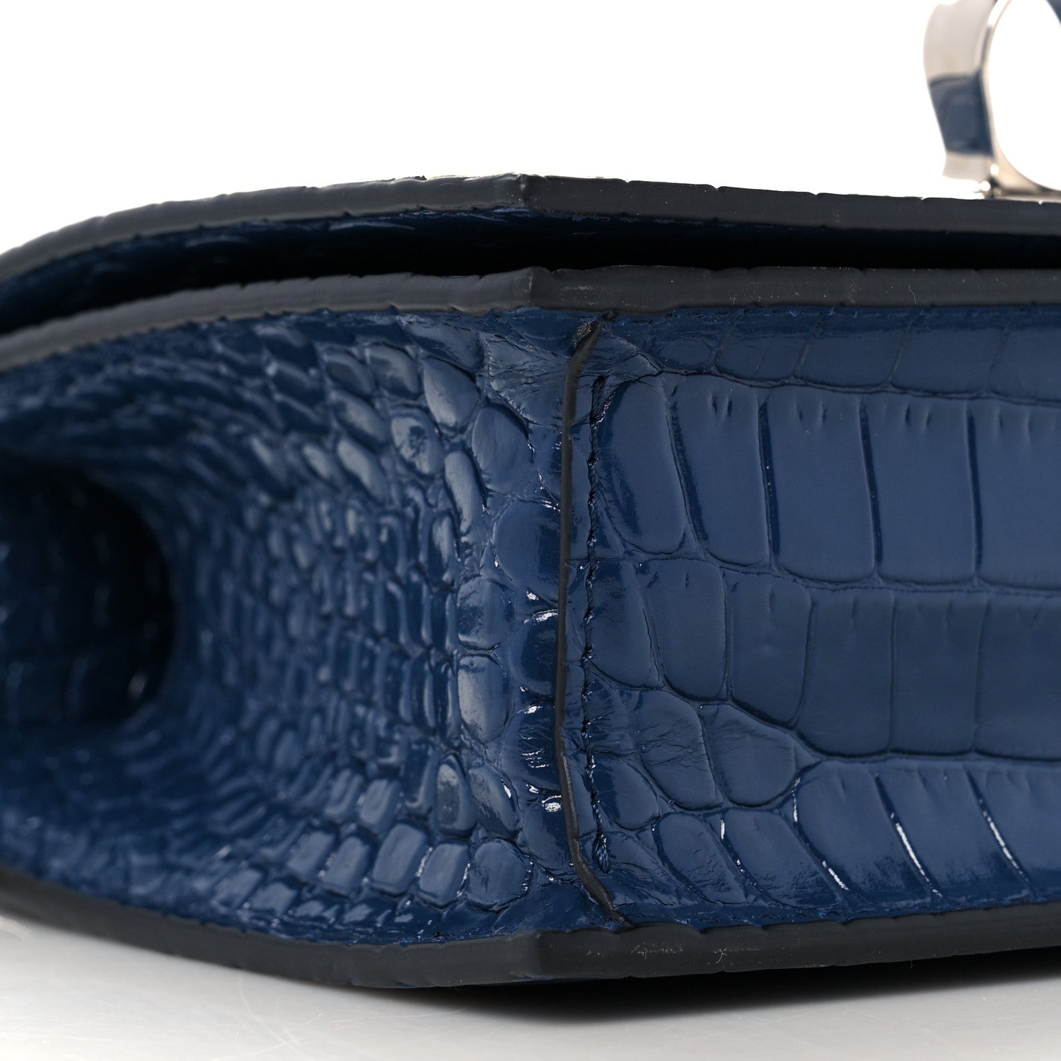 Alexander McQueen Shiny Crocodile Embossed Jeweled Satchel Industrial Blue 9 of 10