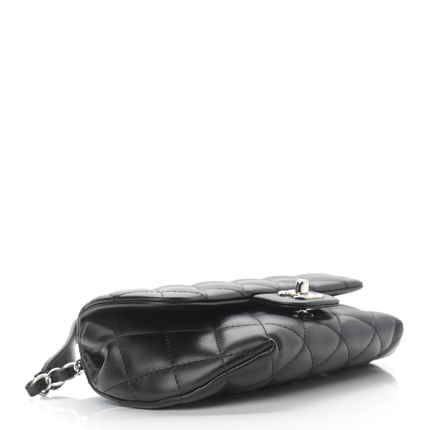 Calfskin Quilted CC Uniform Flap Belt Bag Black