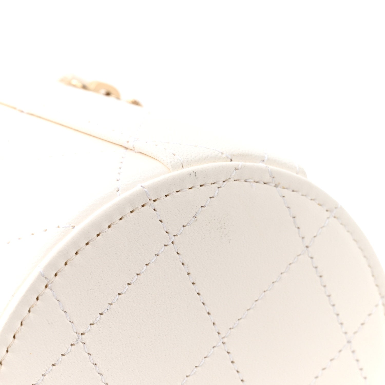 Chanel Lambskin Quilted Round Small Vanity Case With Chain White Black 11 of 12