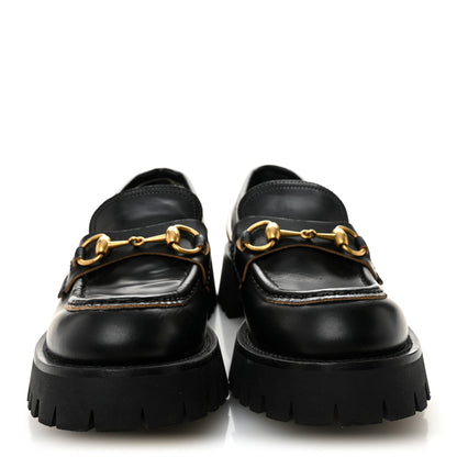 Gucci Cordovan Lux Womens Harald Horsebit 25mm Platform Loafers 37.5 Black 2 of 9
