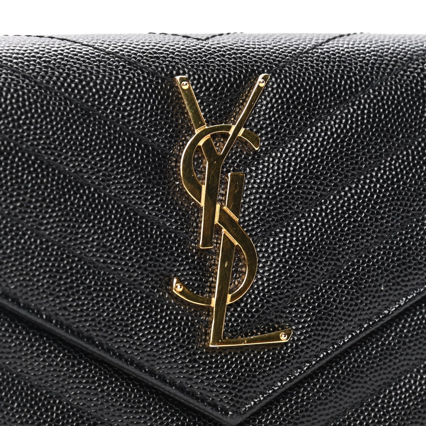 Grain De Poudre Matelasse Chevron Monogram Flap Wallet Black