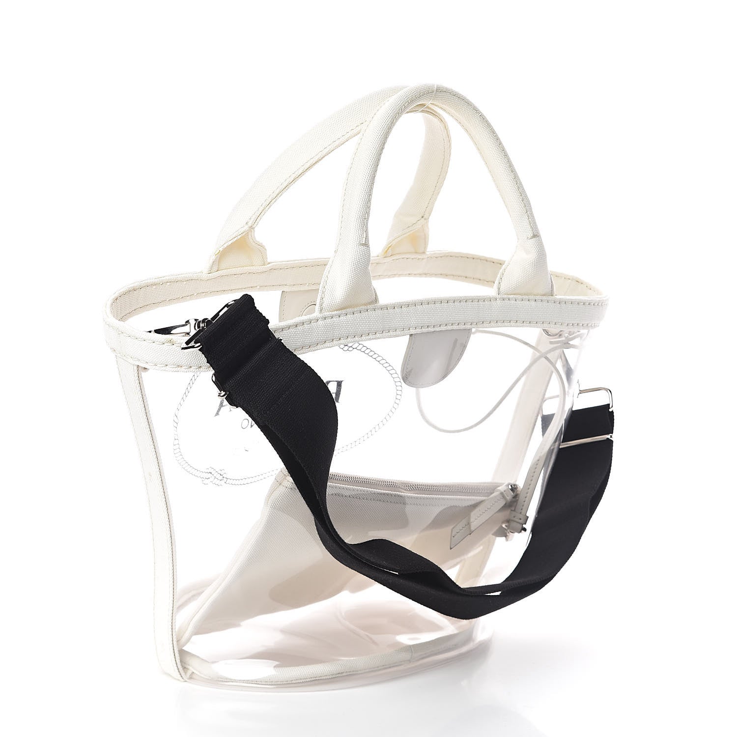 Prada Plexiglass Canapa Small Shopper Tote White 4 of 9