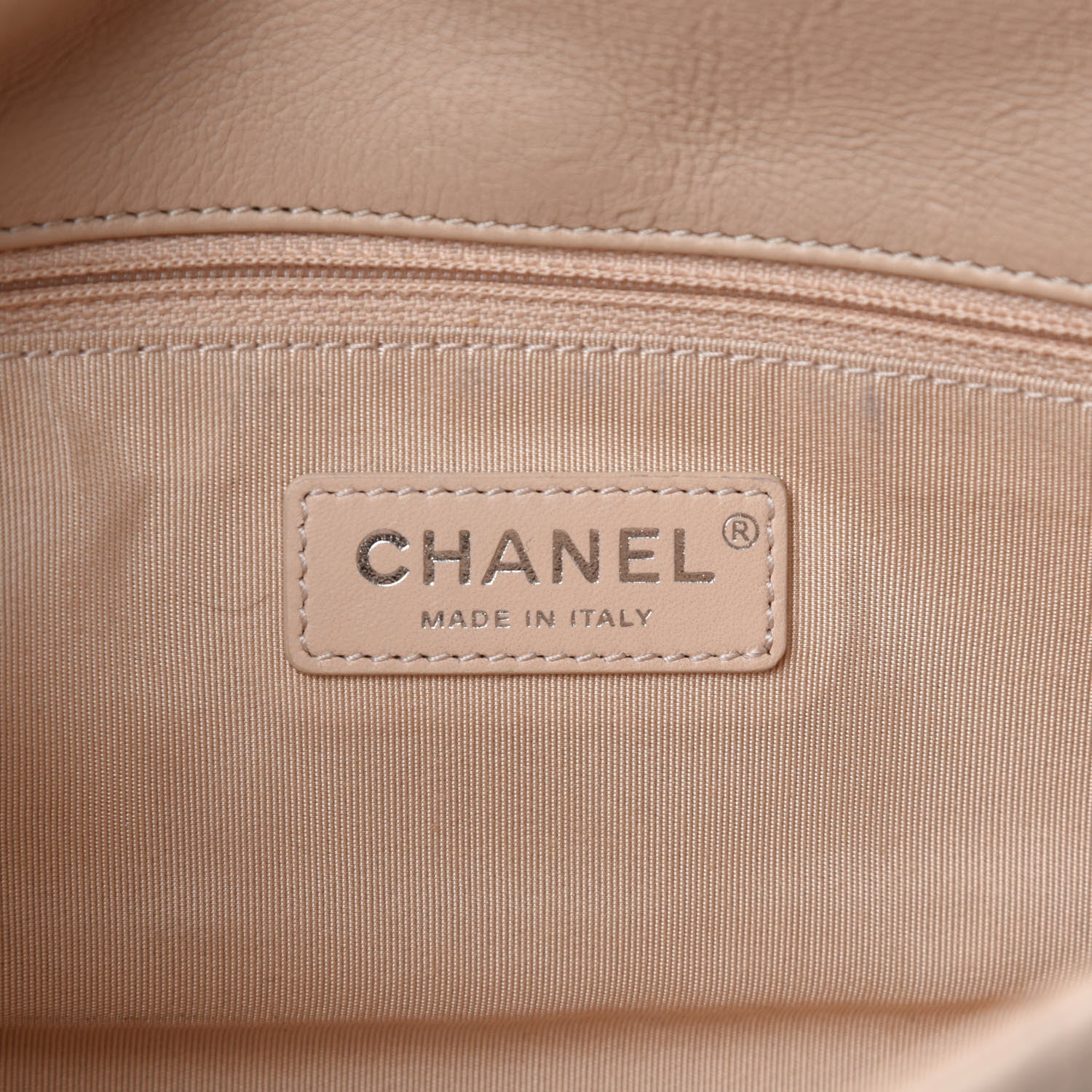Chanel Calfskin Studded Chevron Quilted Medium Wars Flap Beige 9 of 12