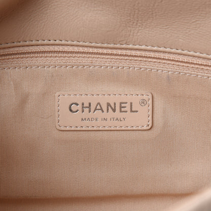 Chanel Calfskin Studded Chevron Quilted Medium Wars Flap Beige 9 of 12