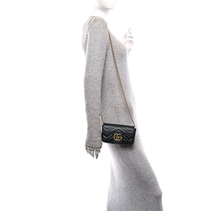 Gucci Calfskin Matelasse Super Mini GG Marmont Shoulder Bag Black 2 of 11