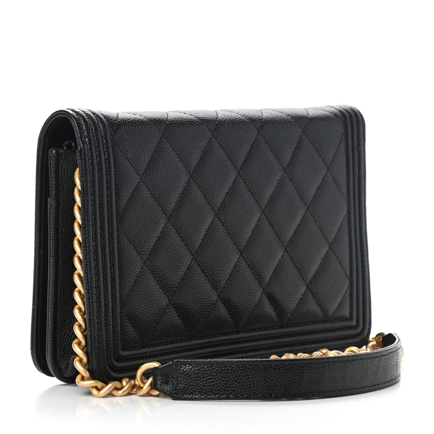 Caviar Quilted Boy Wallet On Chain WOC Black