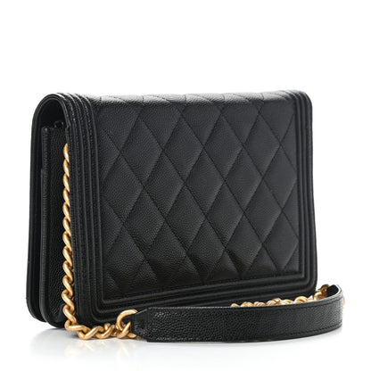 Chanel Caviar Quilted Boy Wallet On Chain WOC Black 2 of 11