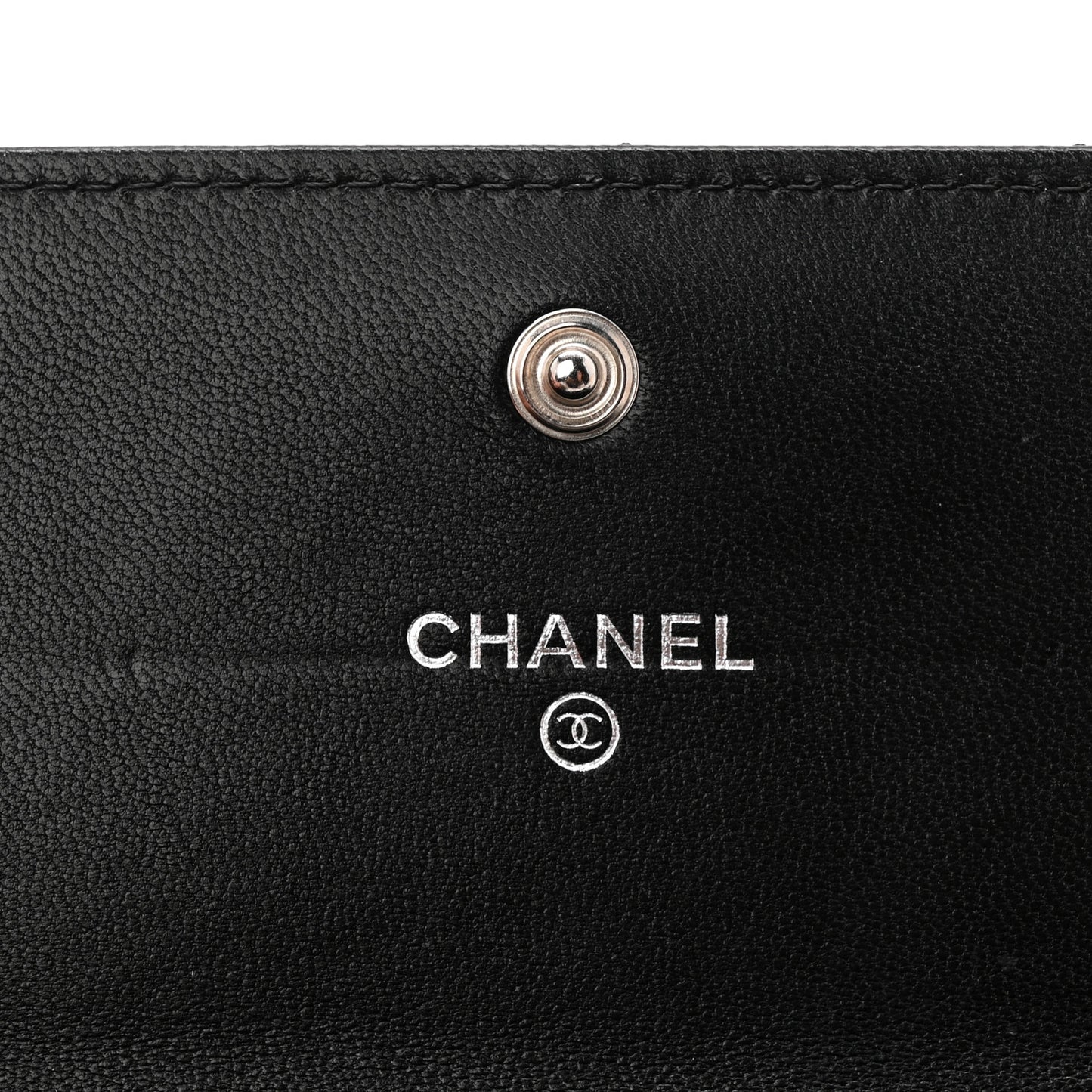 Calfskin Quilted Crystal CC Star Flap Wallet Black