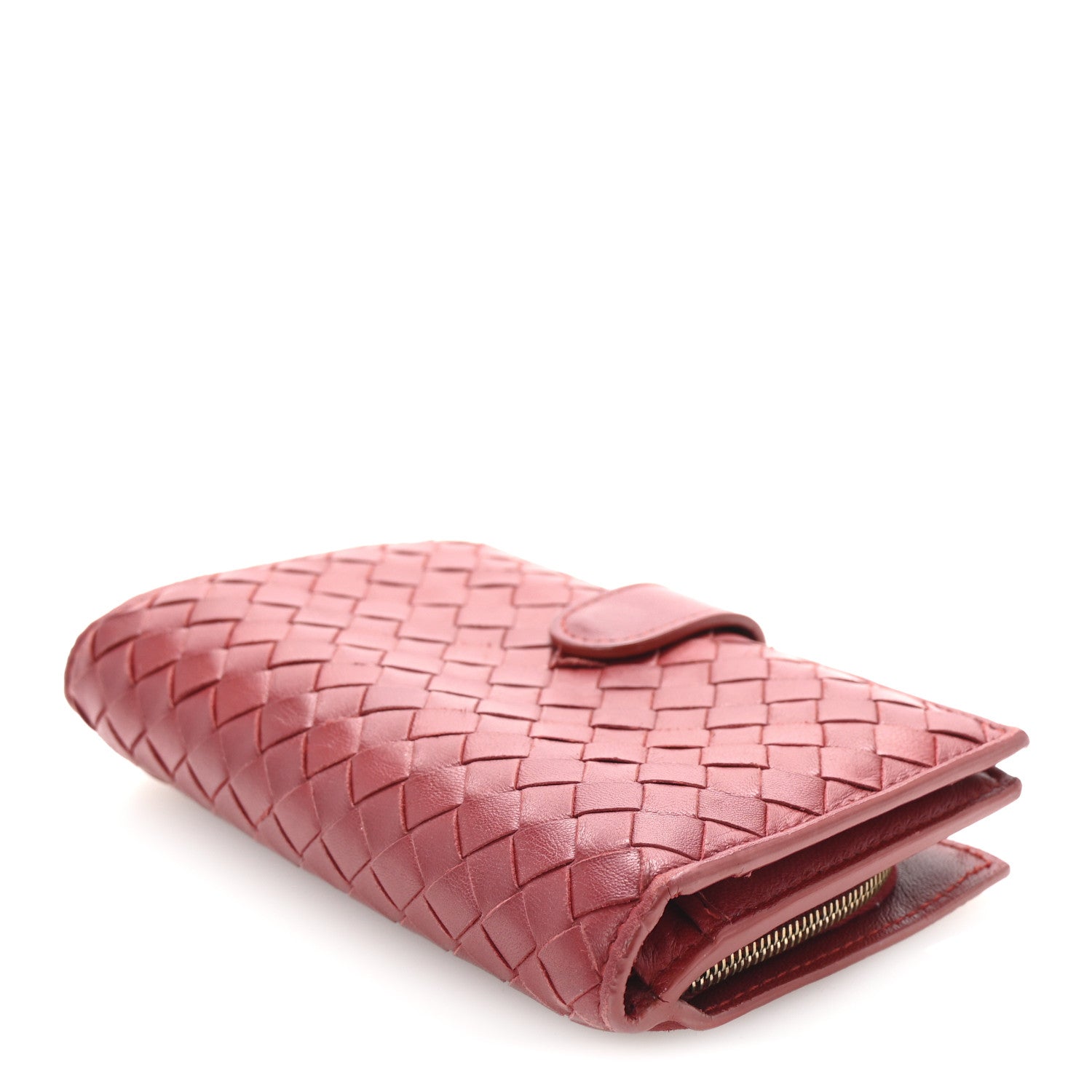 Bottega Veneta Nappa Intrecciato Continental Flap Wallet Red 4 of 8