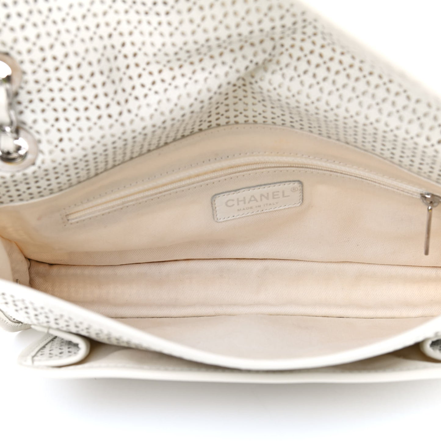 Perforated Calfskin Large Dubai Up In The Air Flap White