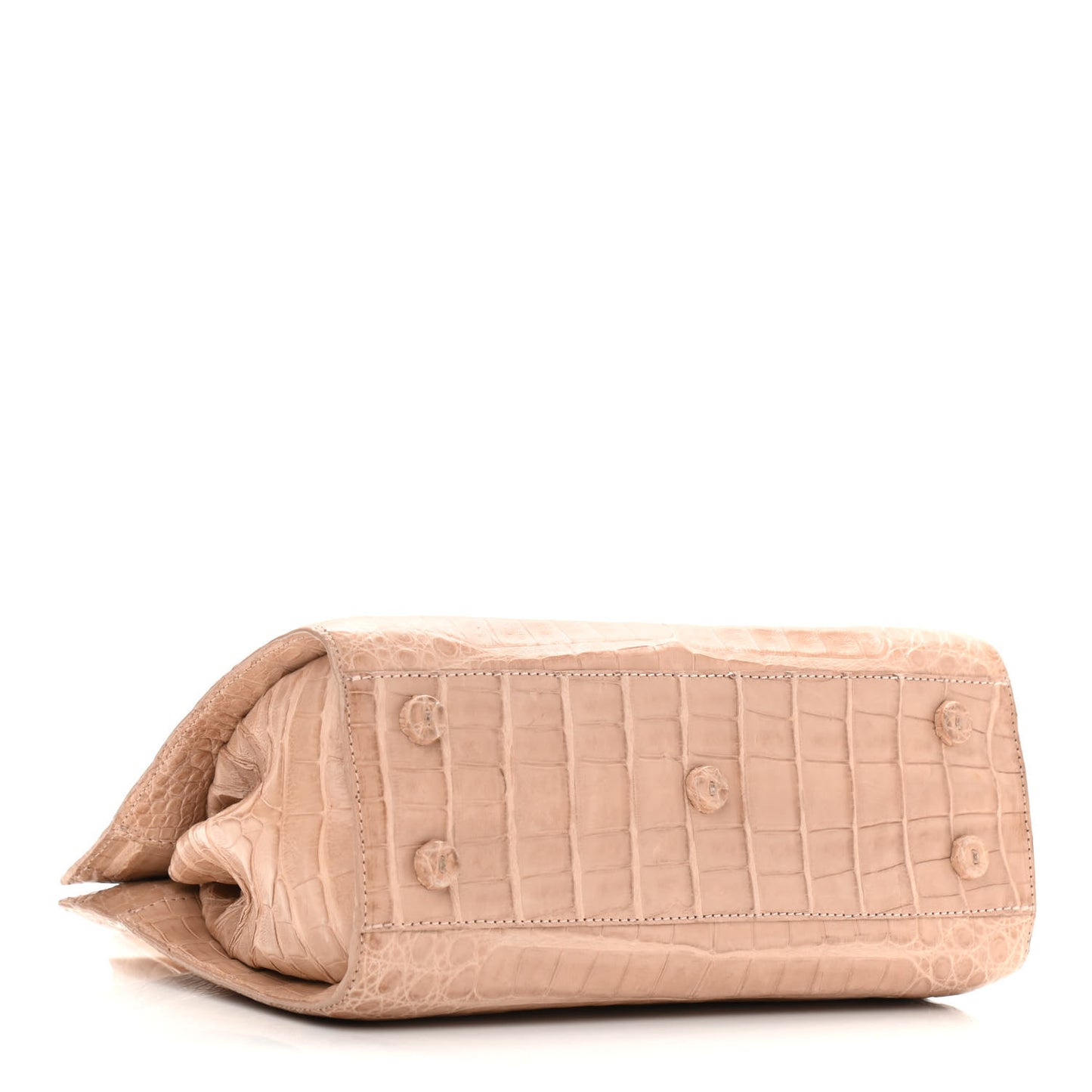 Crocodile Double Handle Satchel Beige