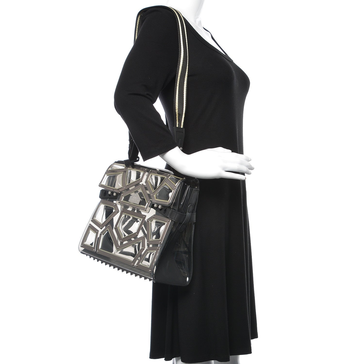 Delvaux Vinyl Gladiator Tempete Satchel Antique Silver Gold 2 of 10