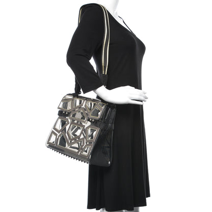 Delvaux Vinyl Gladiator Tempete Satchel Antique Silver Gold 2 of 10