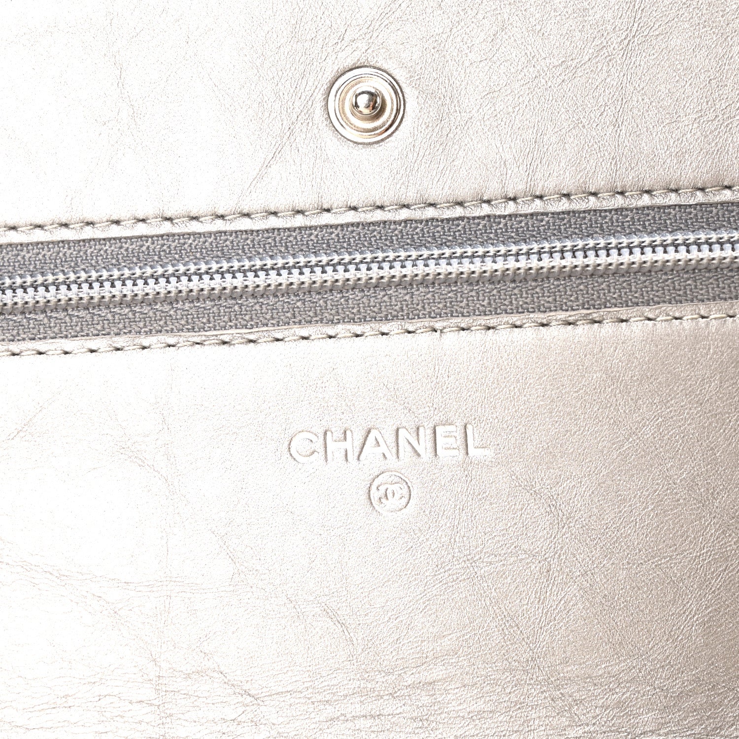 Chanel Metallic Aged Calfskin Quilted Wallet on Chain WOC Silver 6 of 12