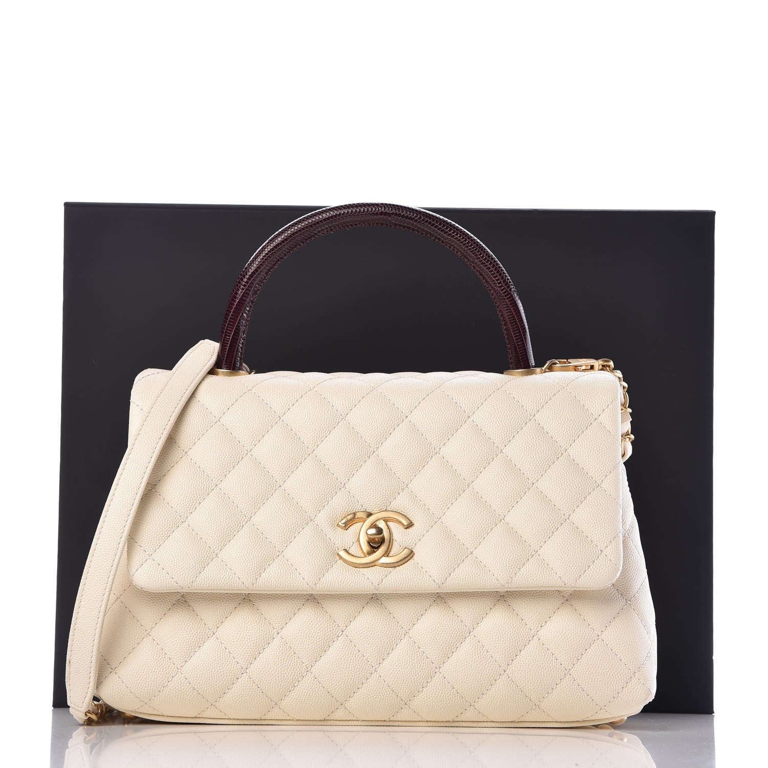Chanel Caviar Lizard Quilted Small Coco Handle Flap Ivory 8 of 8
