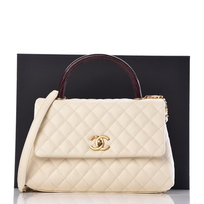 Chanel Caviar Lizard Quilted Small Coco Handle Flap Ivory 8 of 8