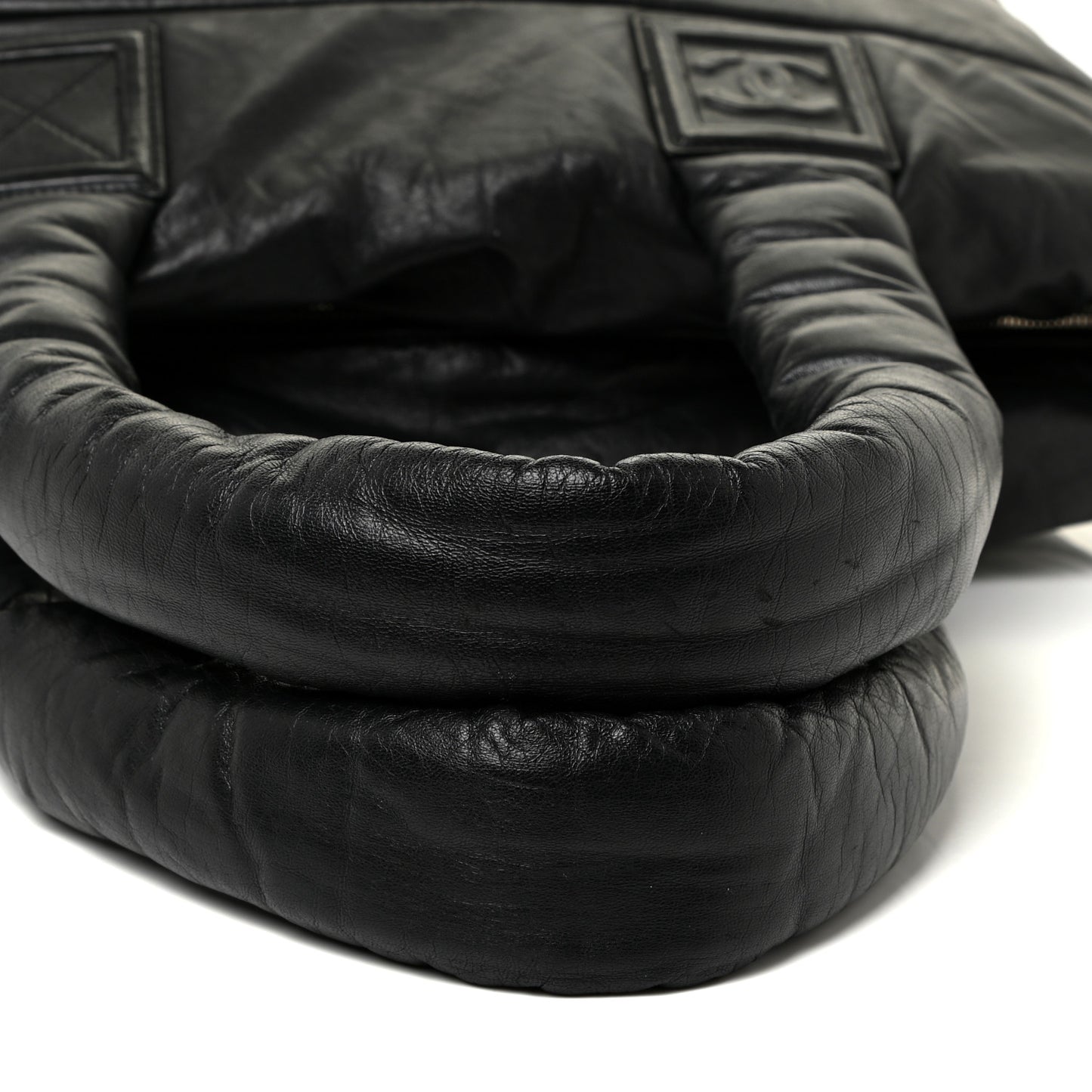 Lambskin Quilted Medium Coco Cocoon Reversible Tote Black