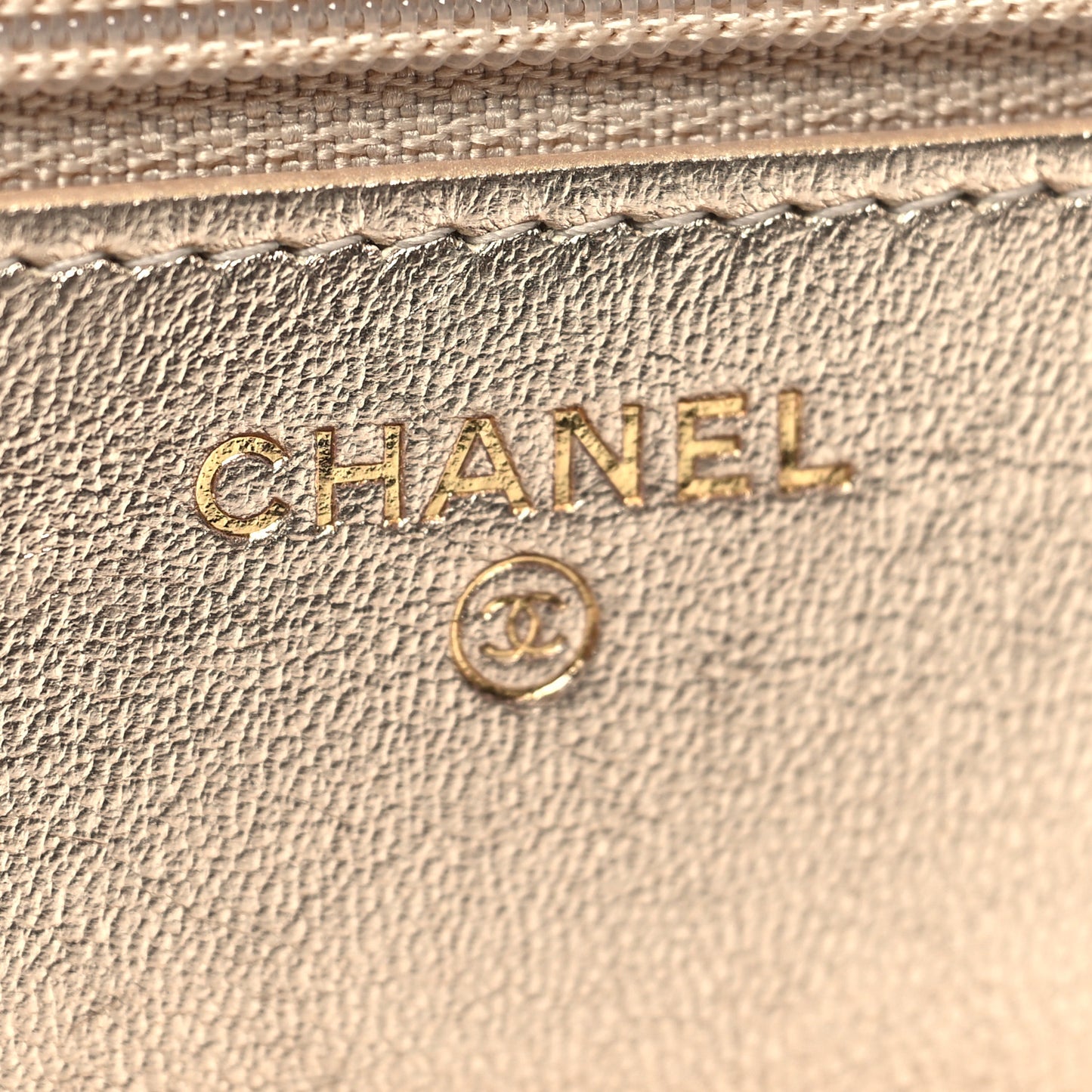 Metallic Lambskin Quilted Trendy CC Wallet On Chain WOC Gold